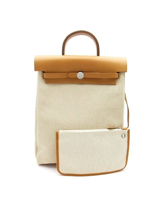 Hermes Herbag Zip a Dos Toile GM Calf Backpack Natural main image 6